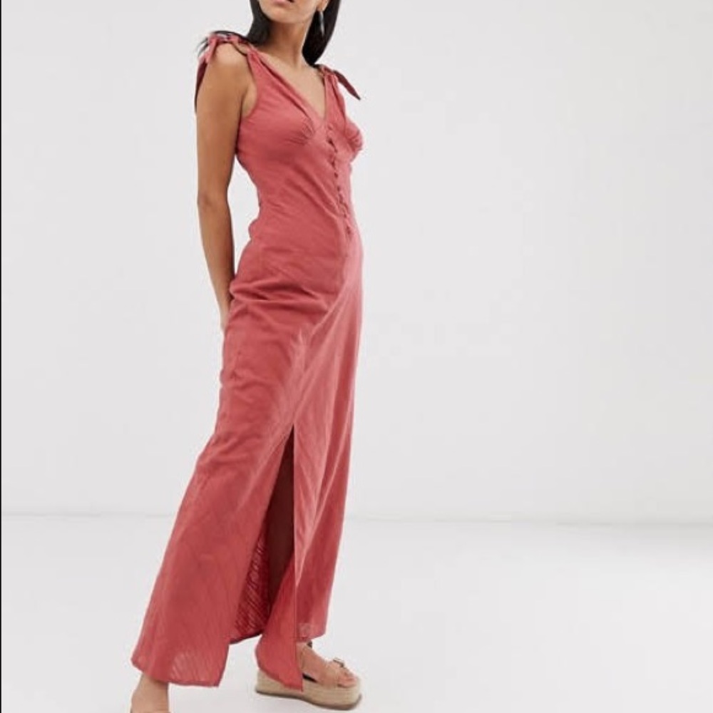 ASOS Tall Bias Cut Button Front Maxi Dress